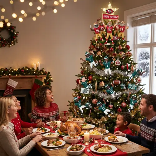 Unique Christmas Dinner Scene with San Francisco 49ers and Philadelphia Eagles