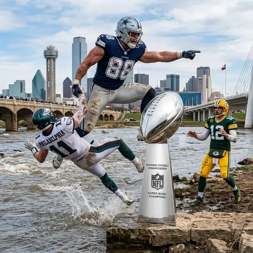 Muscular American Football Player in Dallas vs Philadelphia Showdown