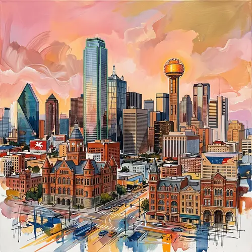 Dallas Skyline Abstract Art | Modernity and Tradition Blend