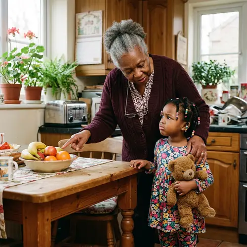 Discipline and Learning: Elderly Black Woman Teaching Child at Home