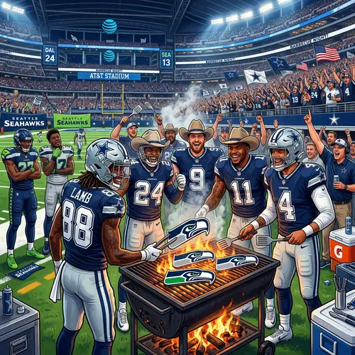 American Football Teams Barbecue Showdown in Stadium