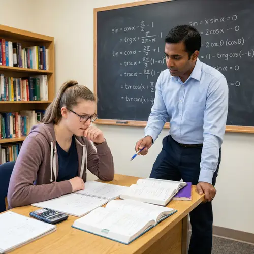 Stressed Student Gets Help from Teacher in Bright Classroom
