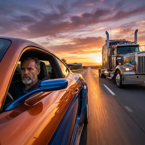 Middle-Eastern Man Speeding in Vibrant Sports Car on Multilane Highway
