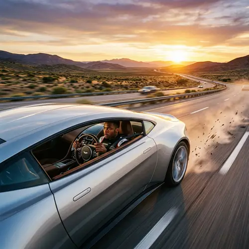 Thrilling Sunset Drive in Silver Sports Car | Fast Highway Scene