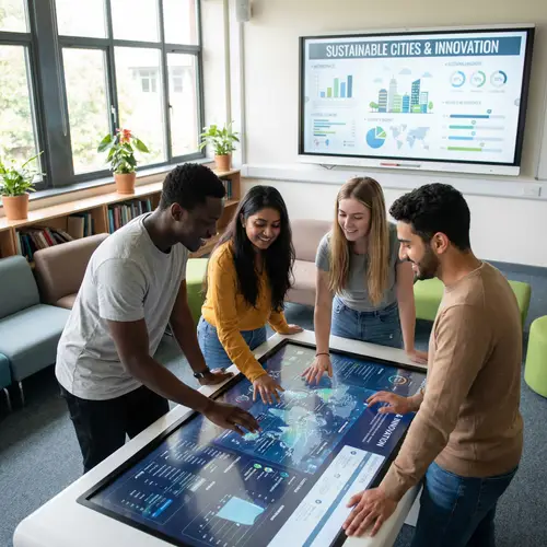 Diverse Group of Students Cooperating in Contemporary Classroom