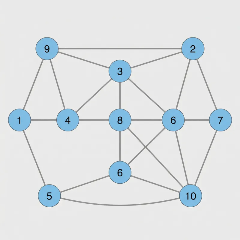 Hand-Drawn Node-Link Visualization of an Undirected Graph with 10 Nodes Hand-Drawn Node-Link Visualization of an Undirected Graph with 10 Nodes