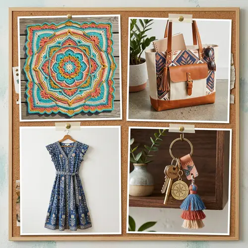 Unique Collage Photo Featuring Crochet, Tote Bag, Clothes, Key Chain
