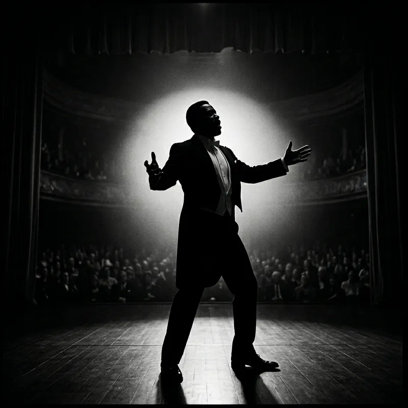 Dramatic African American Male Opera Singer Silhouette