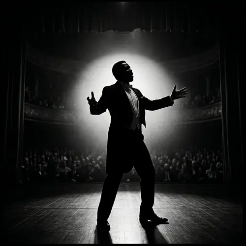 Dynamic African American Male Opera Singer Silhouette Performance