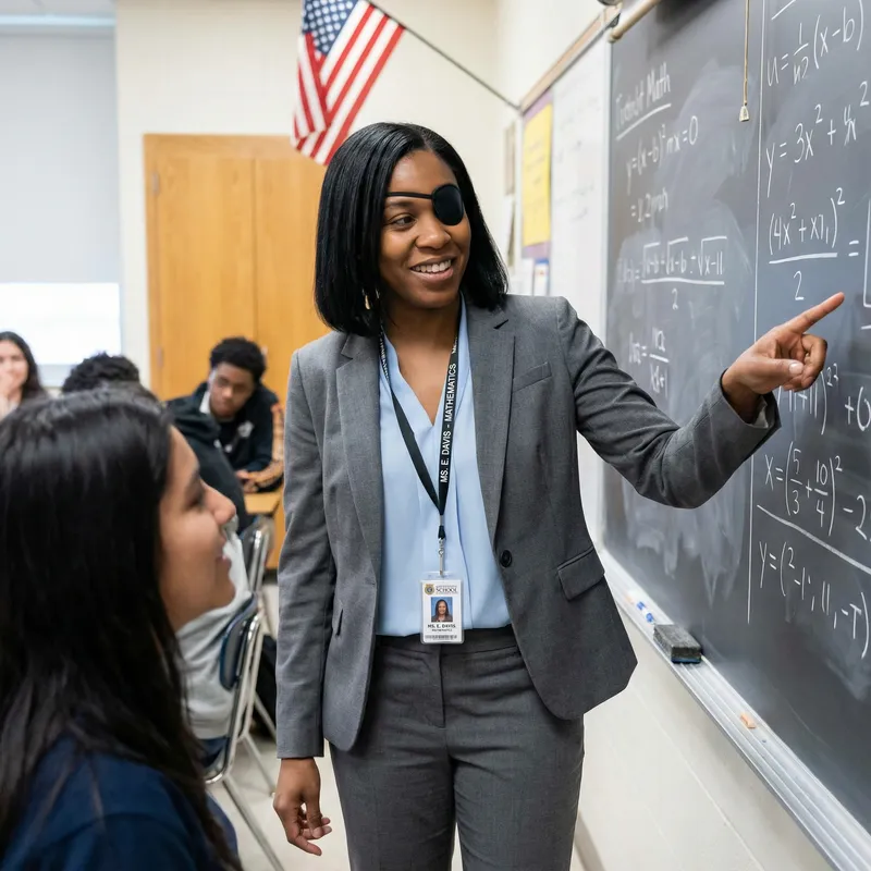 Caucasian Female School Teacher with Black Hair in Gray Suit Caucasian Female School Teacher with Black Hair in Gray Suit