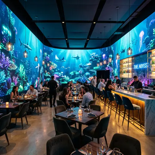 Experience Dining with Immersive Walls & Bar