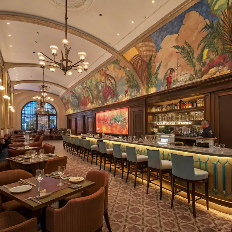 Experience Dining with Immersive Walls & Bar