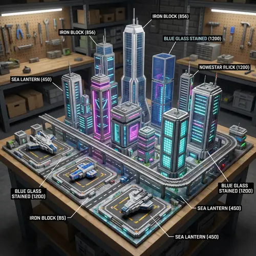 Futuristic Metropolis Model in Minecraft Style