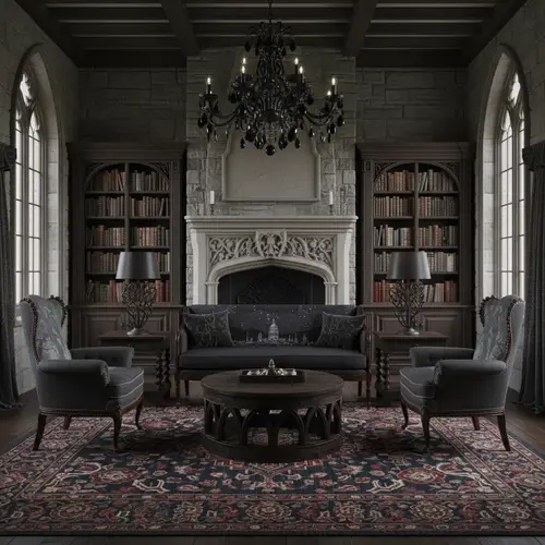 Gothic Style 300 sq ft Sitting Room Design Ideas