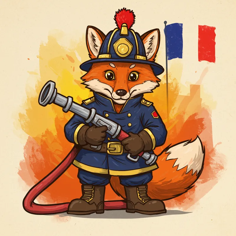 French Fox Firefighter Mascot Design