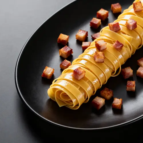 Fettuccine a la Huancaina with Guanciale Delight