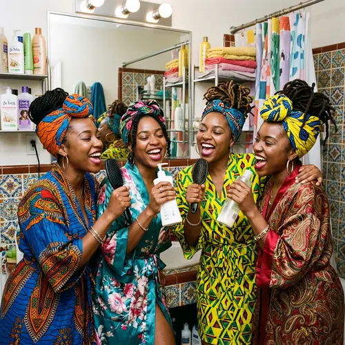 Joyful Sisterhood: 90s Vibe Bathroom Fun