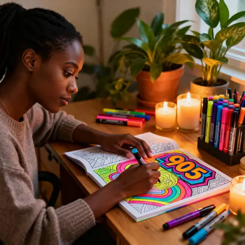 Creative Coloring: 90s-Themed Relaxation Space