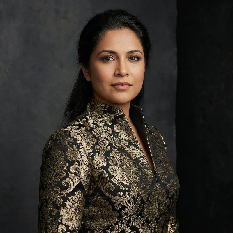 Elegant Portrait of a Woman in Black and Gold