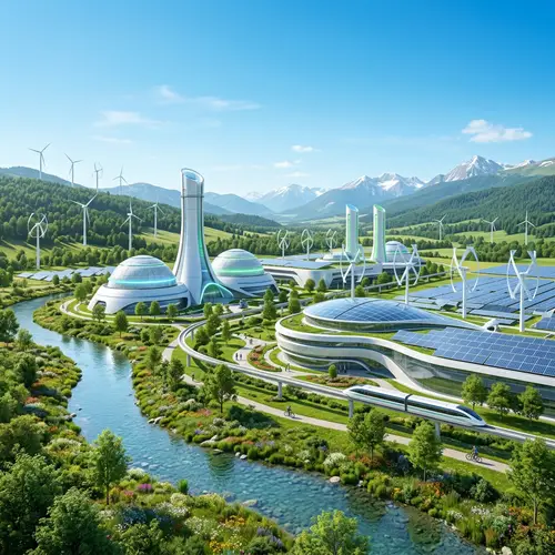 Futuristic Industrial Gas Emission Reduction Illustration