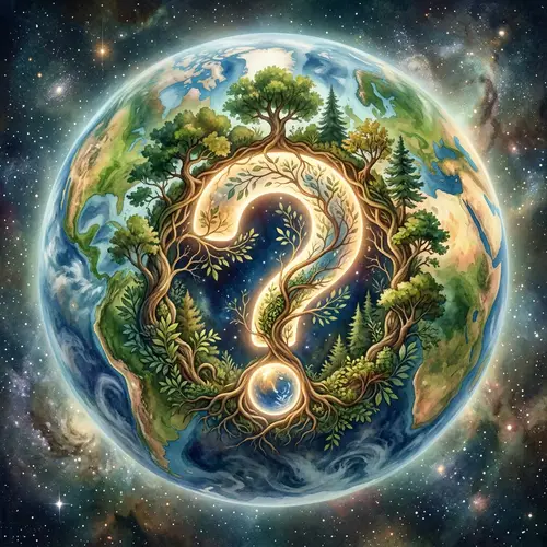 Earth with Question Mark - A Surreal Nature Artwork
