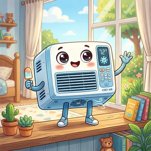 Cute Air Conditioning Unit Character - Home AC Art