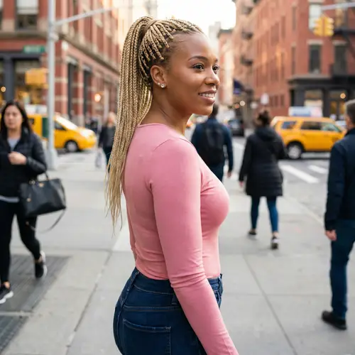 Chic Urban Style: African American Woman in Pink