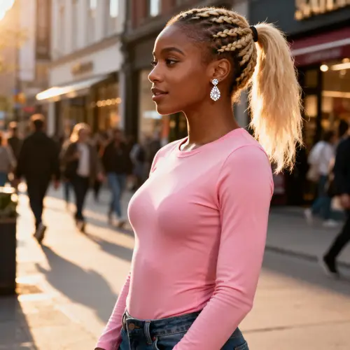 Chic Urban Style: African American Woman in Pink