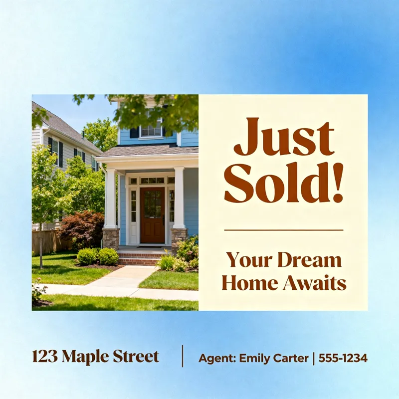 Just Sold Postcard Design for Property Listing