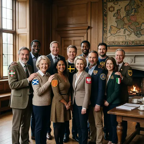 European Public Figures United in Traditional Family Portrait