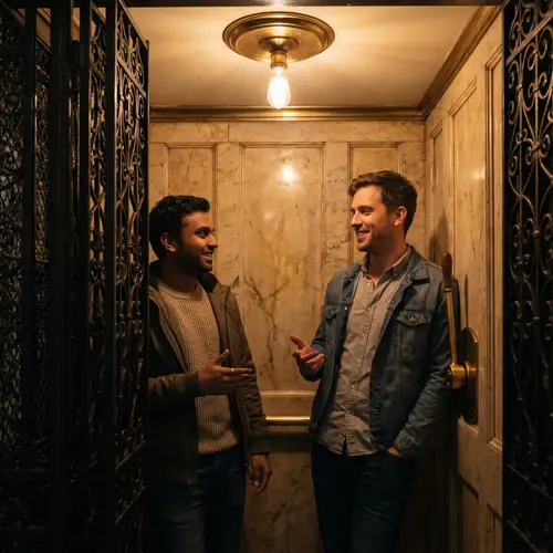Casual Conversation in Antique Russian Elevator | Diverse Duo