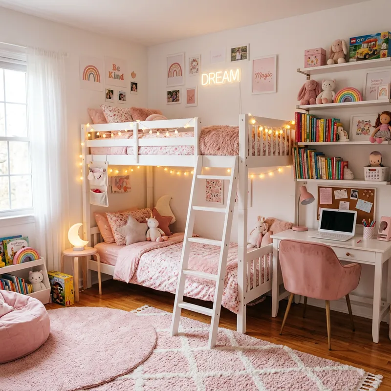 Chic Pink & White Girl's Bedroom Ideas