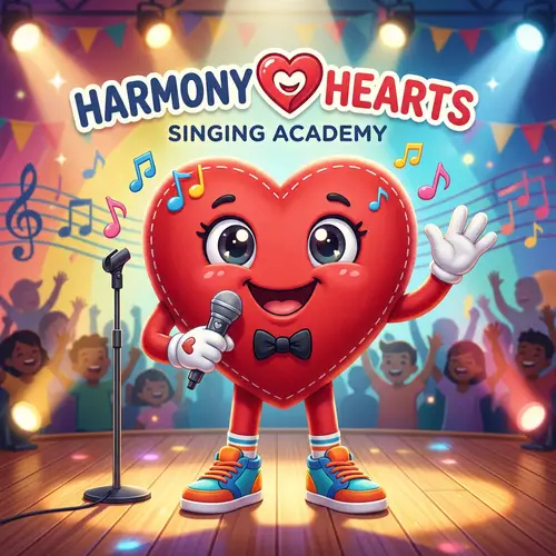 Adorable Heart Mascot for Singing Academy