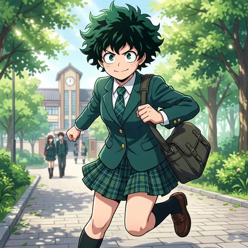 Vibrant Anime Illustration of Youthful Protagonist in Japanese High School Uniform