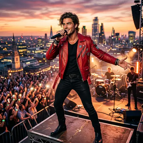 Jack Griffo - Lead Singer Look Male Character in Red Jacket