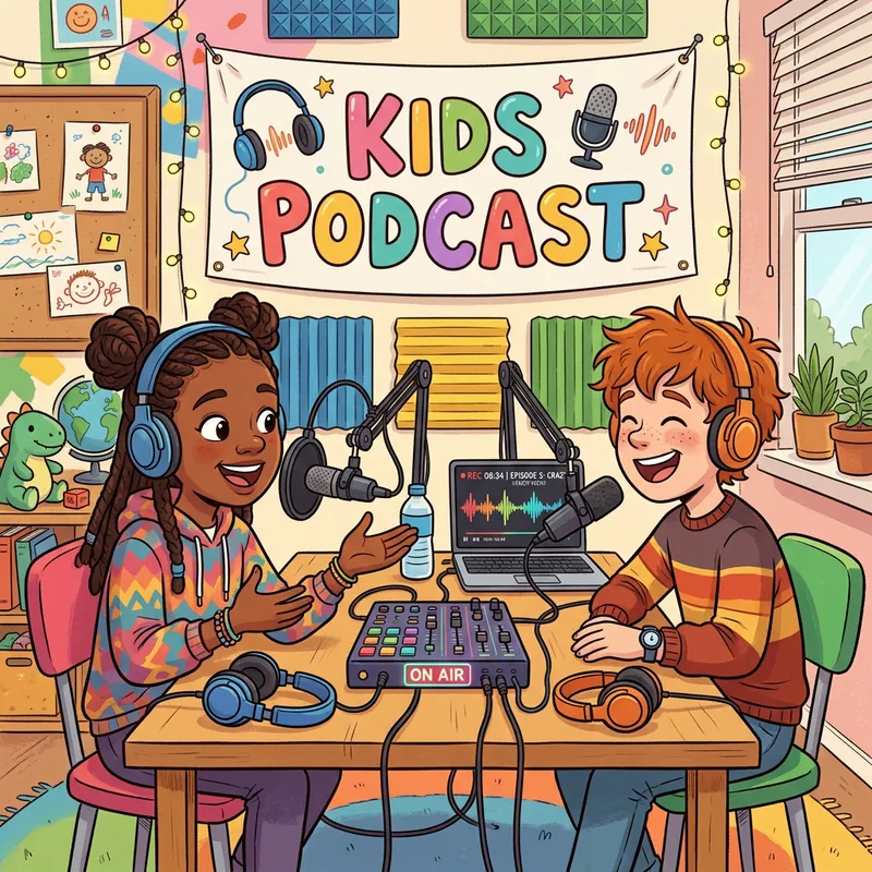 Colorful Kids Podcast with Animated Hosts