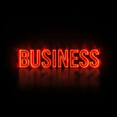 Professional 'Business' Word on Red Light Background