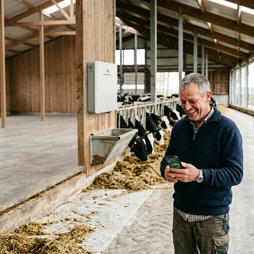 Joyful Dutch Farmer Embracing Energy Independence