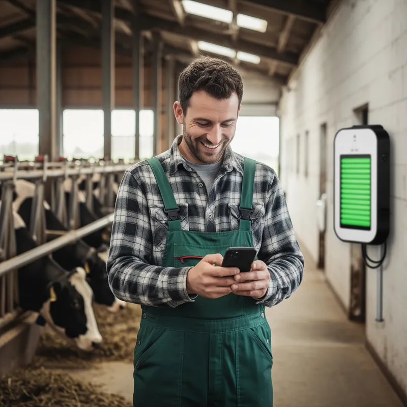 Joyful Dutch Farmer Embracing Energy Independence