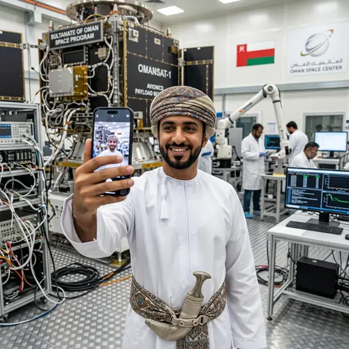 Omani Man in Traditional Dress with High-Tech Gear