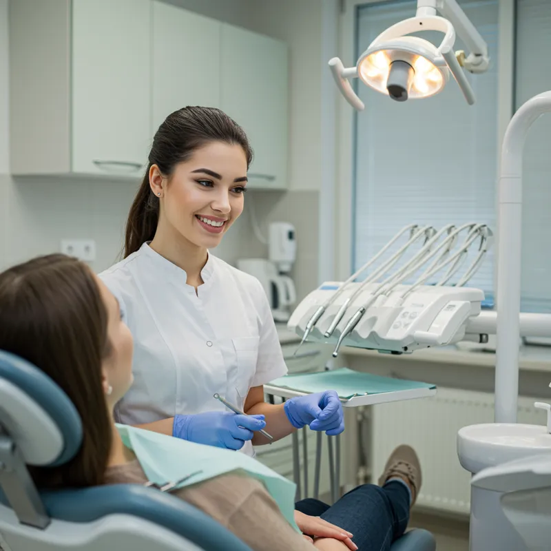 Modern Dentist: Beautiful Young Woman with White Teeth
