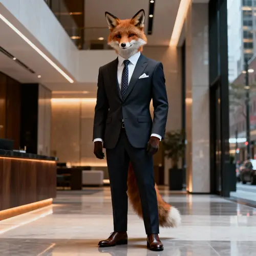 Stylish Anthropomorphic Fox in Urban Suit