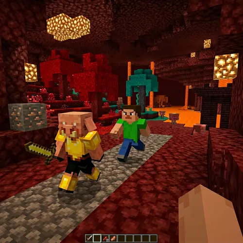 Minecraft Player vs Piglin Chase Adventure