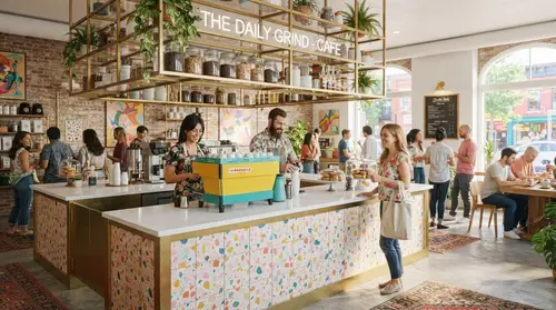 Vibrant Maximalist Coffee Bar Interior Design