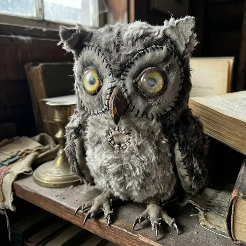 Creepy Plush Owl Toy: Eerie and Grotesque Design