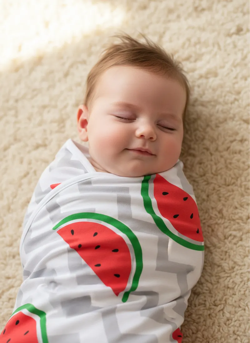 Adorable Infant in Watermelon Swaddle