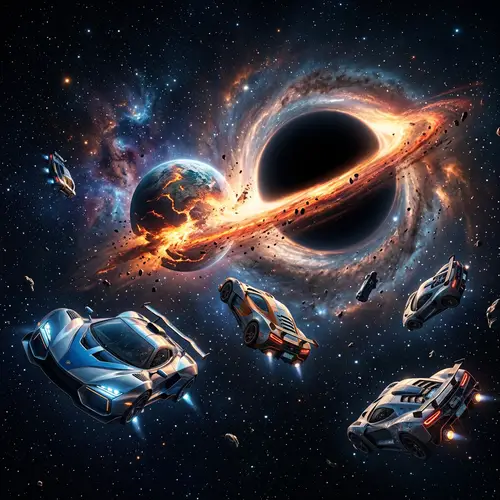 Cars in Space: Black Hole Engulfing a Planet