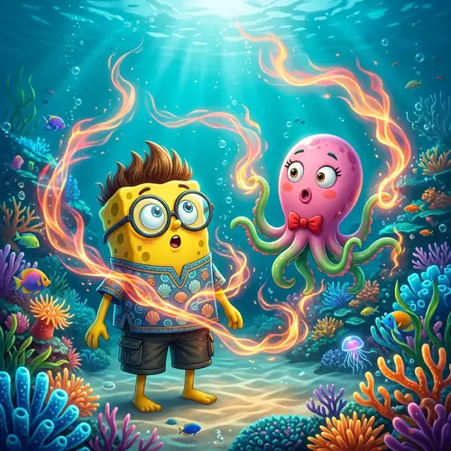 Surreal Fire Trickling SpongeBob Characters