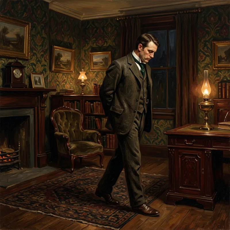 Man Walking in 1890s Room - Mood and Negativity Captured