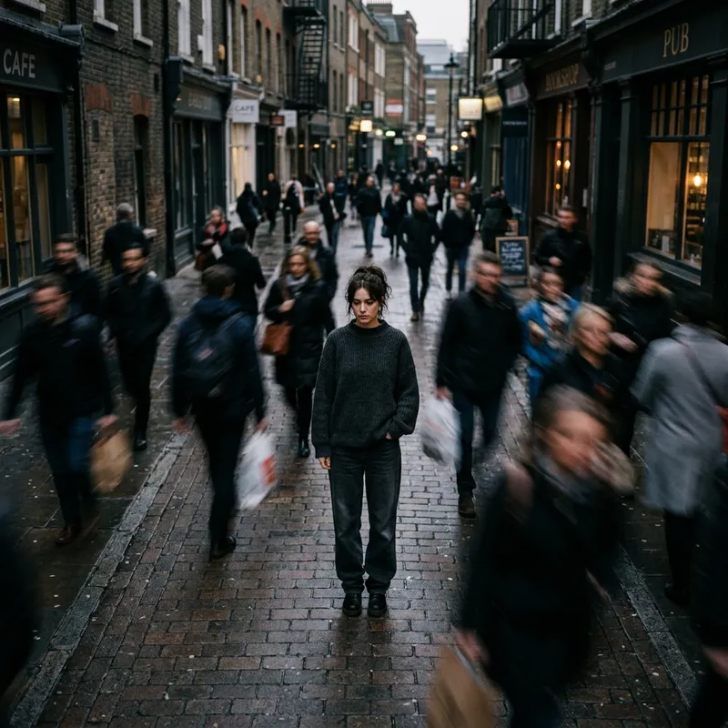 Cinematic Overhead Shot in a Brick Cityscape